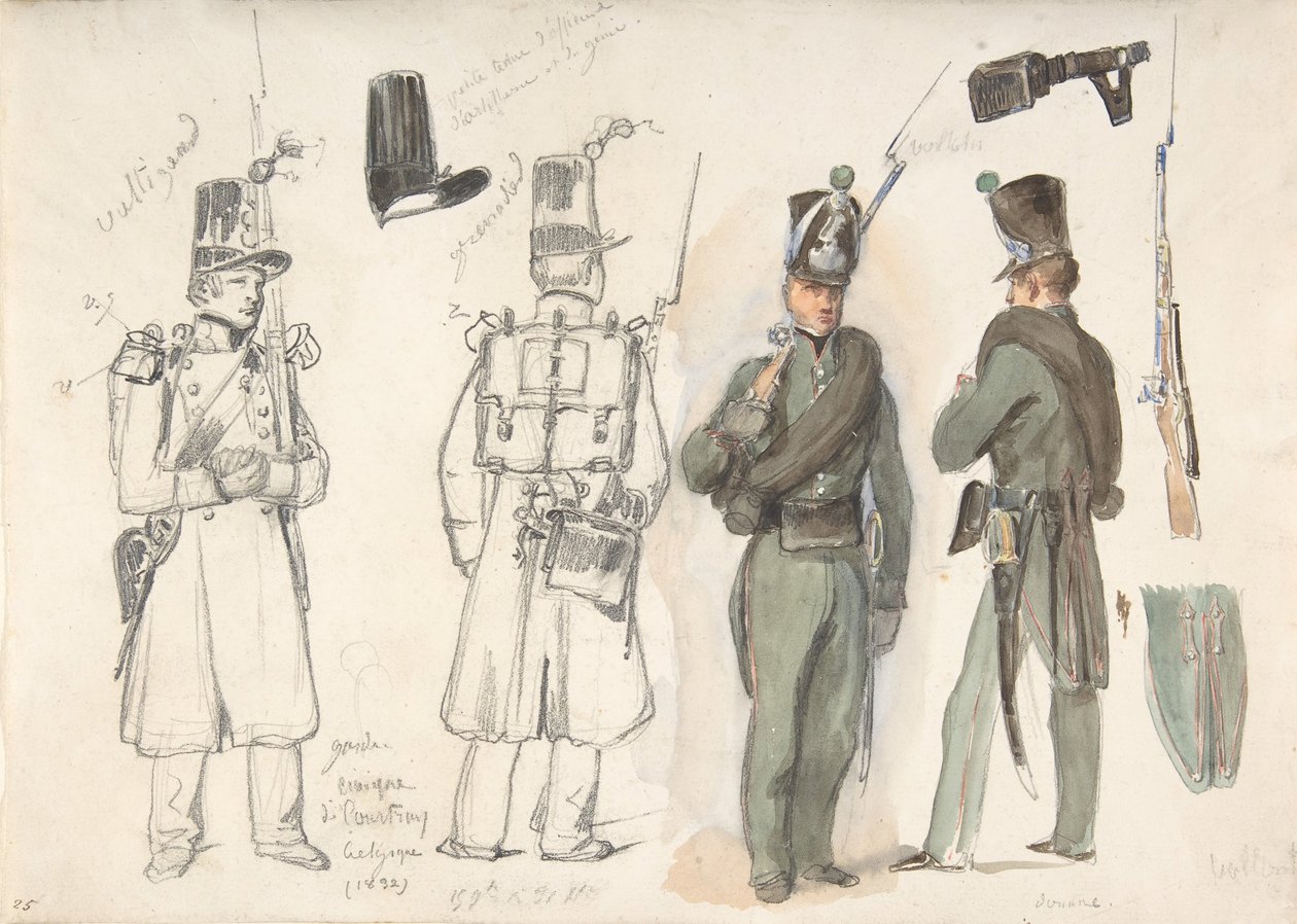 Mundury gwardii cywilnej w Courtray, Belgia, 1832. autorstwa Auguste Raffet