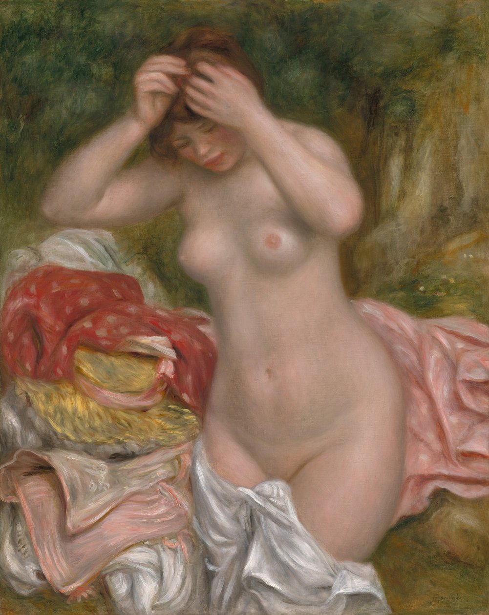 Kąpiąca układa włosy autorstwa Auguste Renoir
