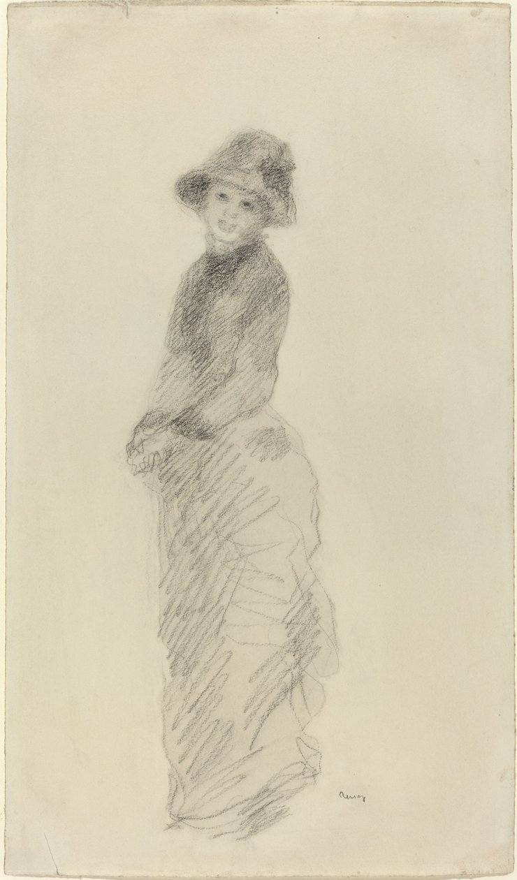 Młoda kobieta stojąca autorstwa Auguste Renoir