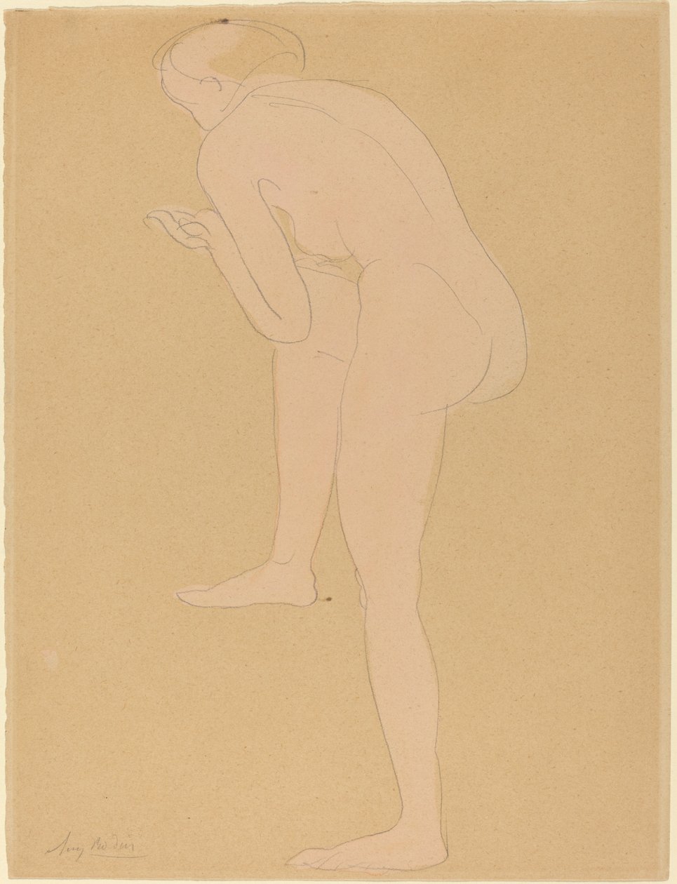 Figura pochylona do przodu z uniesionym prawym kolanem autorstwa Auguste Rodin