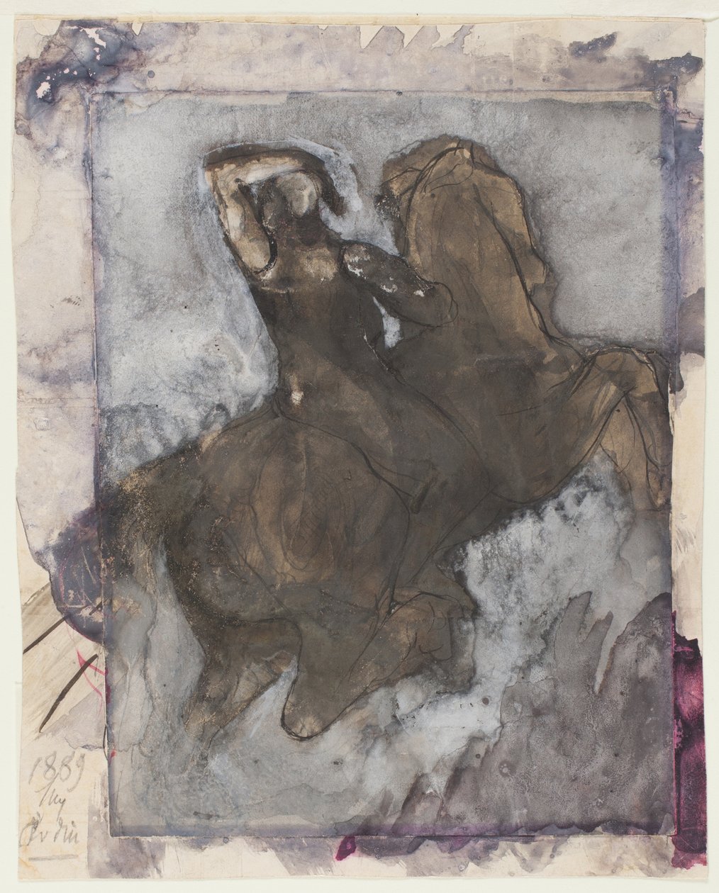 Jeździec (recto); Koń i jeździec (verso) autorstwa Auguste Rodin