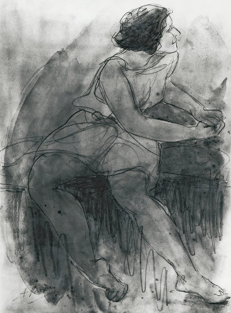 Isadora Duncan (1878-1927) (ołówek i pranie na papierze) autorstwa Auguste Rodin