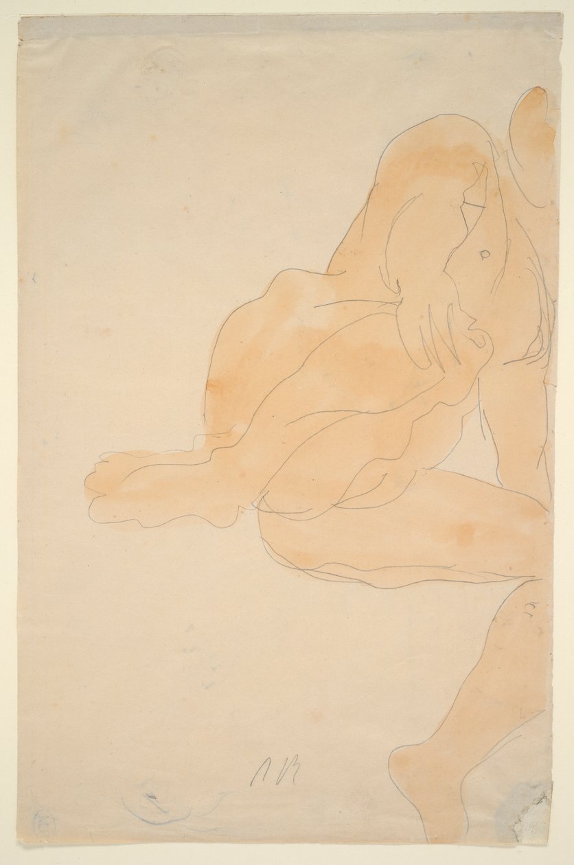 Siedzenie nago, podniesione kolano autorstwa Auguste Rodin