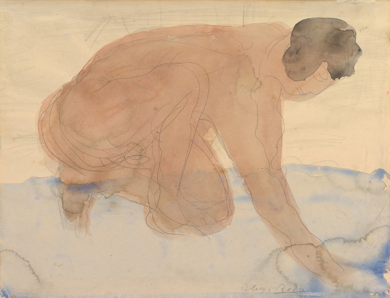 Naga postać na rękach i kolanach, 1900-1910. autorstwa Auguste Rodin