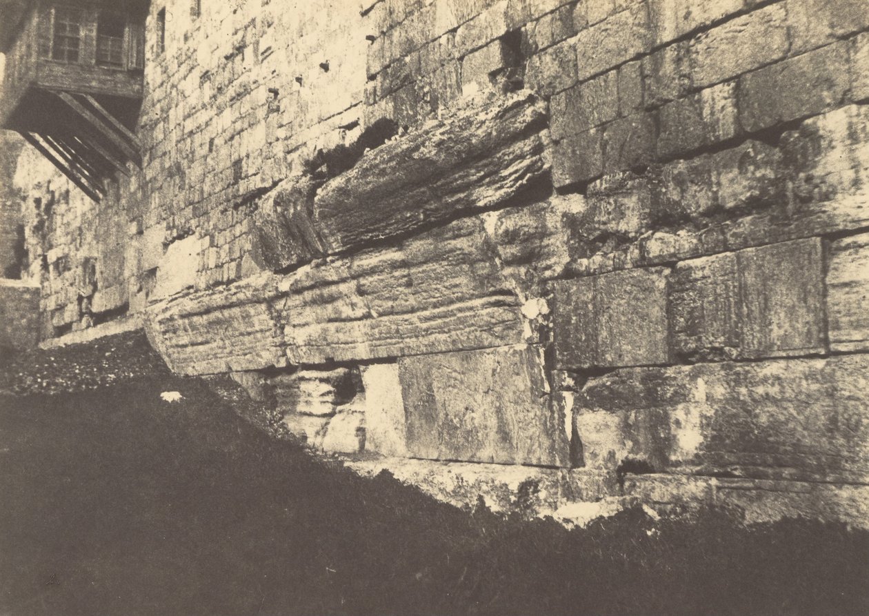 Jerozolima. Ogrodzenie świątyni. Łuk mostu Wysp Salomona, który łączył Morię z Sion autorstwa Auguste Salzmann