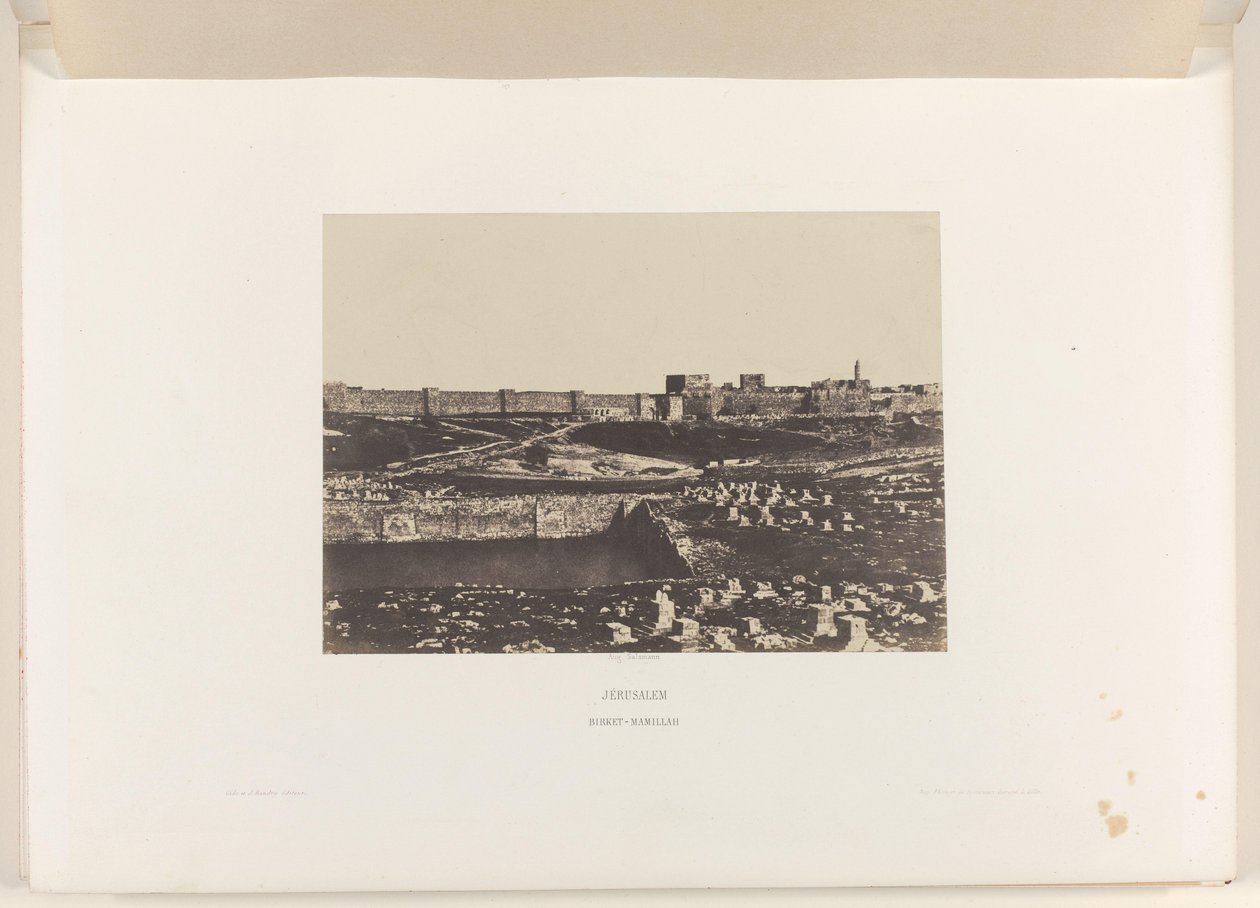 Mamilla Basin poza Starym Murem Miejskim w Jerozolimie Jerozolima. Birket-Mamillah (tytuł na obiekcie) autorstwa Auguste Salzmann