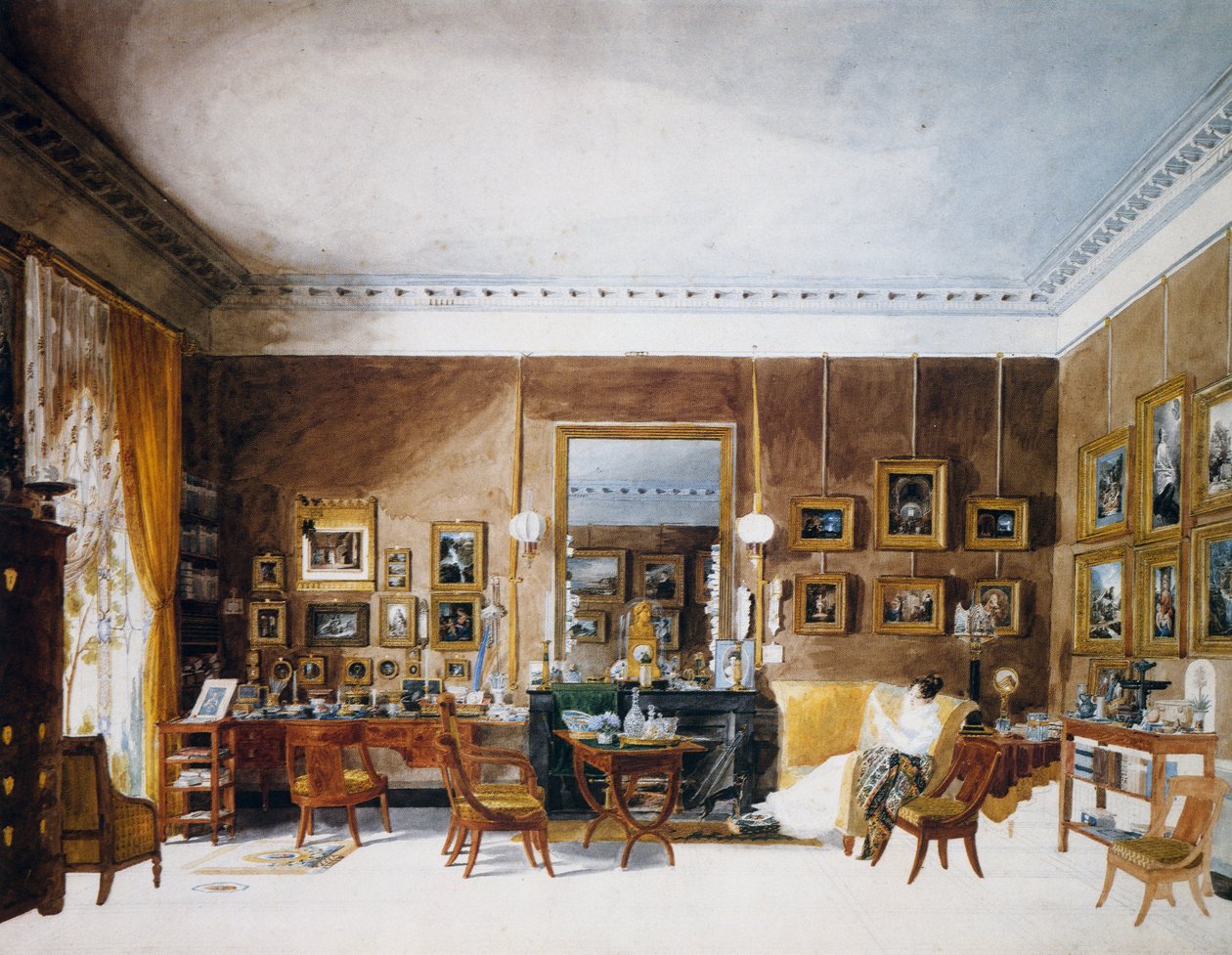 Salon księżnej Berry w Tuileries, akwarela Garnerey Auguste (1785-1824), Francja autorstwa Auguste Simon Garneray