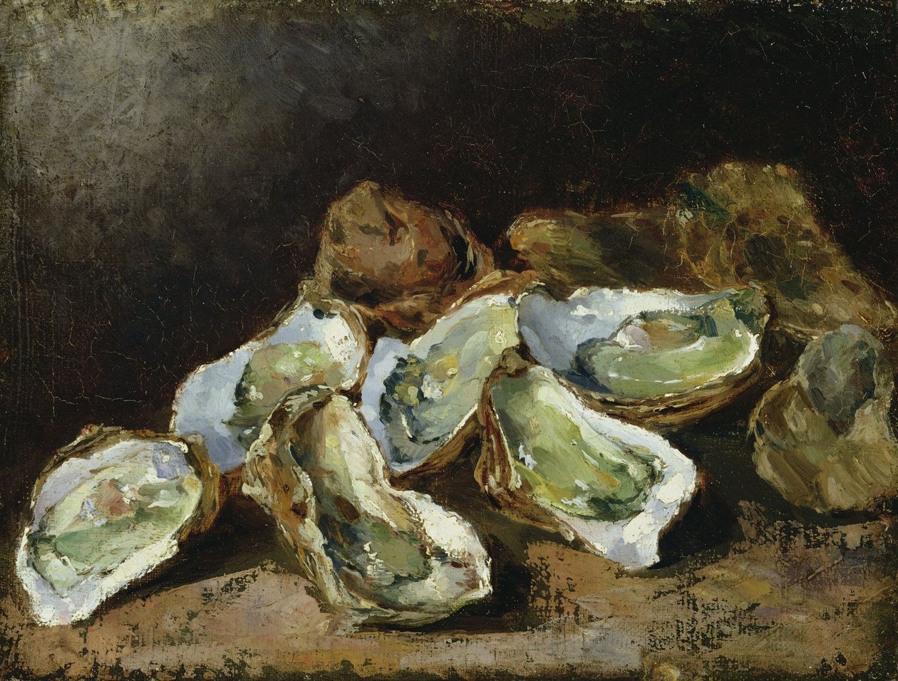 Martwa natura z ostrygami (olej na płótnie) autorstwa Auguste Theodule Ribot
