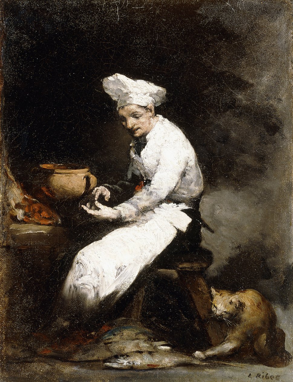 Kucharz i kot, autorstwa Auguste Theodule Ribot