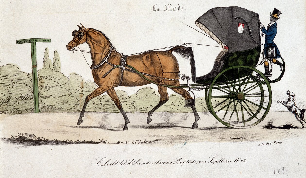 Kabriolet z warsztatów Thomasa Baptiste - grawer autorstwa Valmont autorstwa Auguste de (after) Valmont