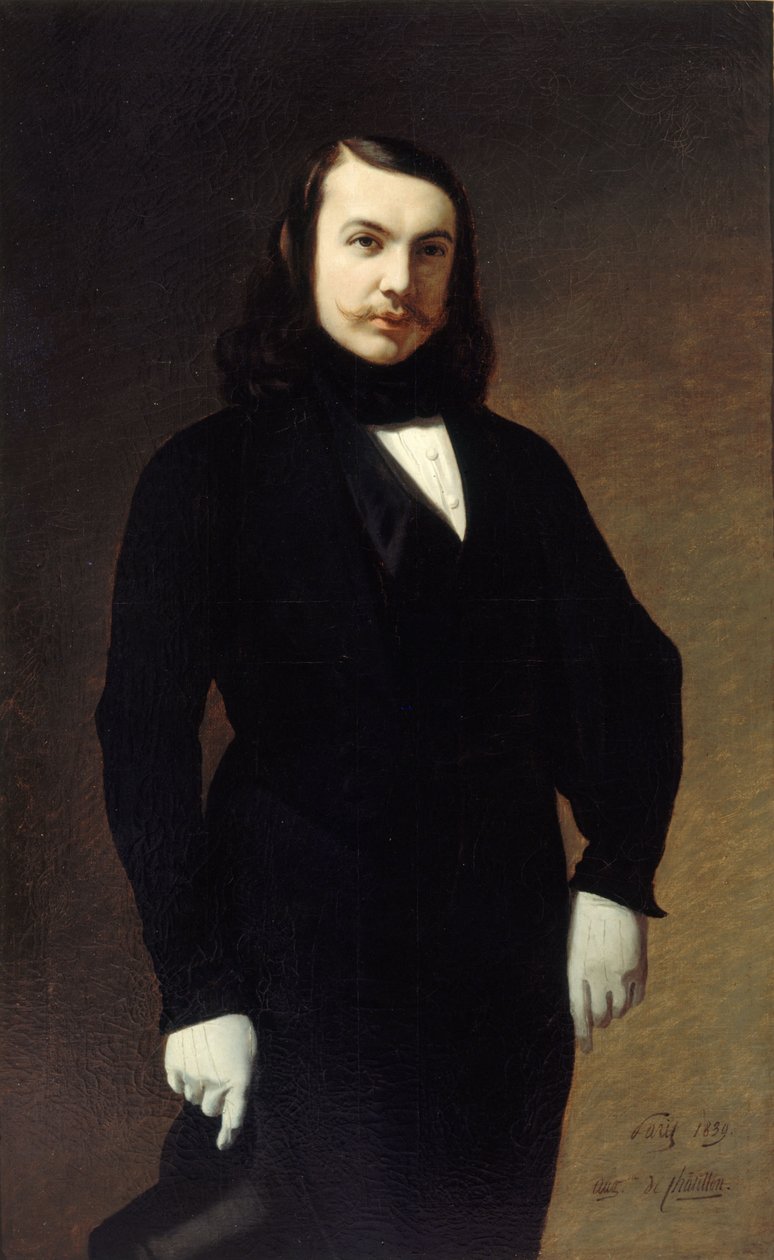 Portret poety Théophile Gautiera 1811-1872, 1839. autorstwa Auguste de Chatillon
