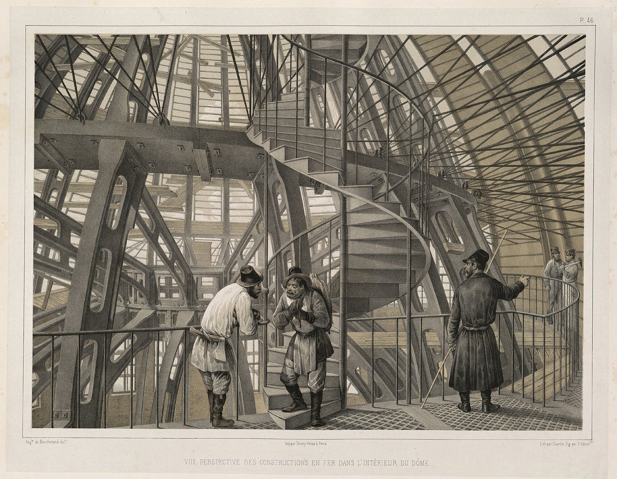 Metalowa konstrukcja wnętrza katedry Od: Budowa katedry św. Izaaka, 1845 autorstwa Auguste de Montferrand