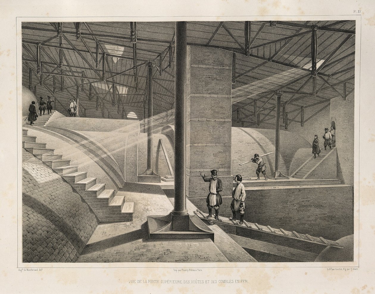 Część łuku i metalowy dach Z: Budowa katedry św. Izaaka, 1845 autorstwa Auguste de Montferrand