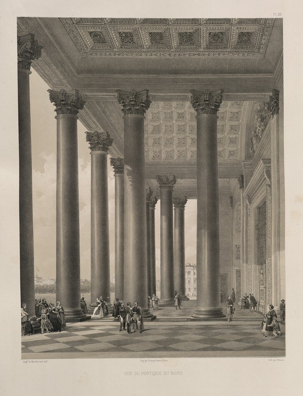 Północny portal katedry św. Izaaka Z: Budowa katedry św. Izaaka, 1845 autorstwa Auguste de Montferrand