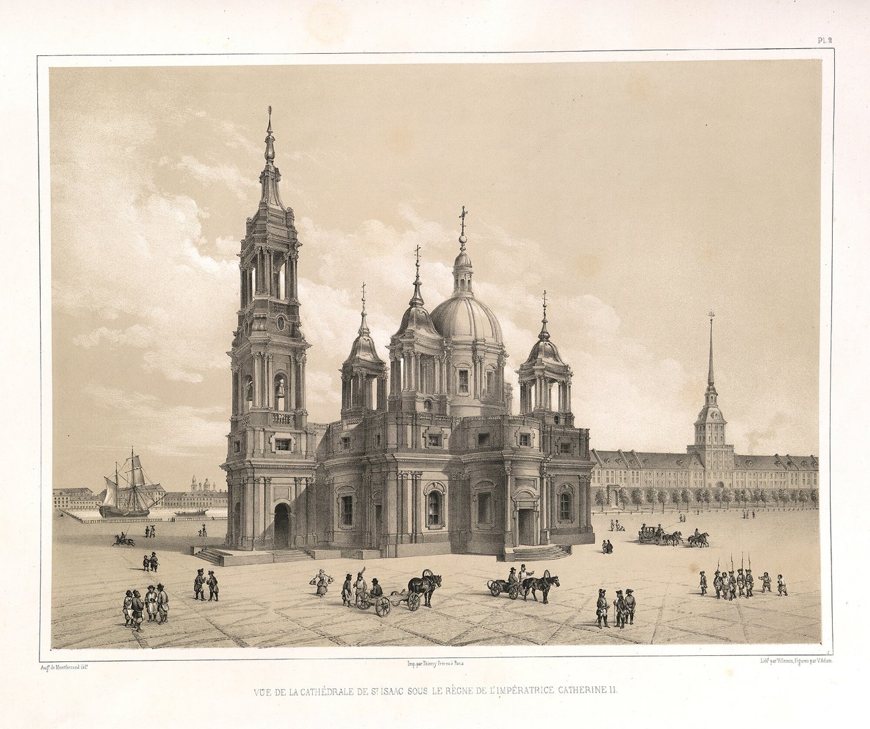 Widok katedry św. Izaaka w czasach Katarzyny II Z: Budowa katedry św. Izaaka, 1845 autorstwa Auguste de Montferrand