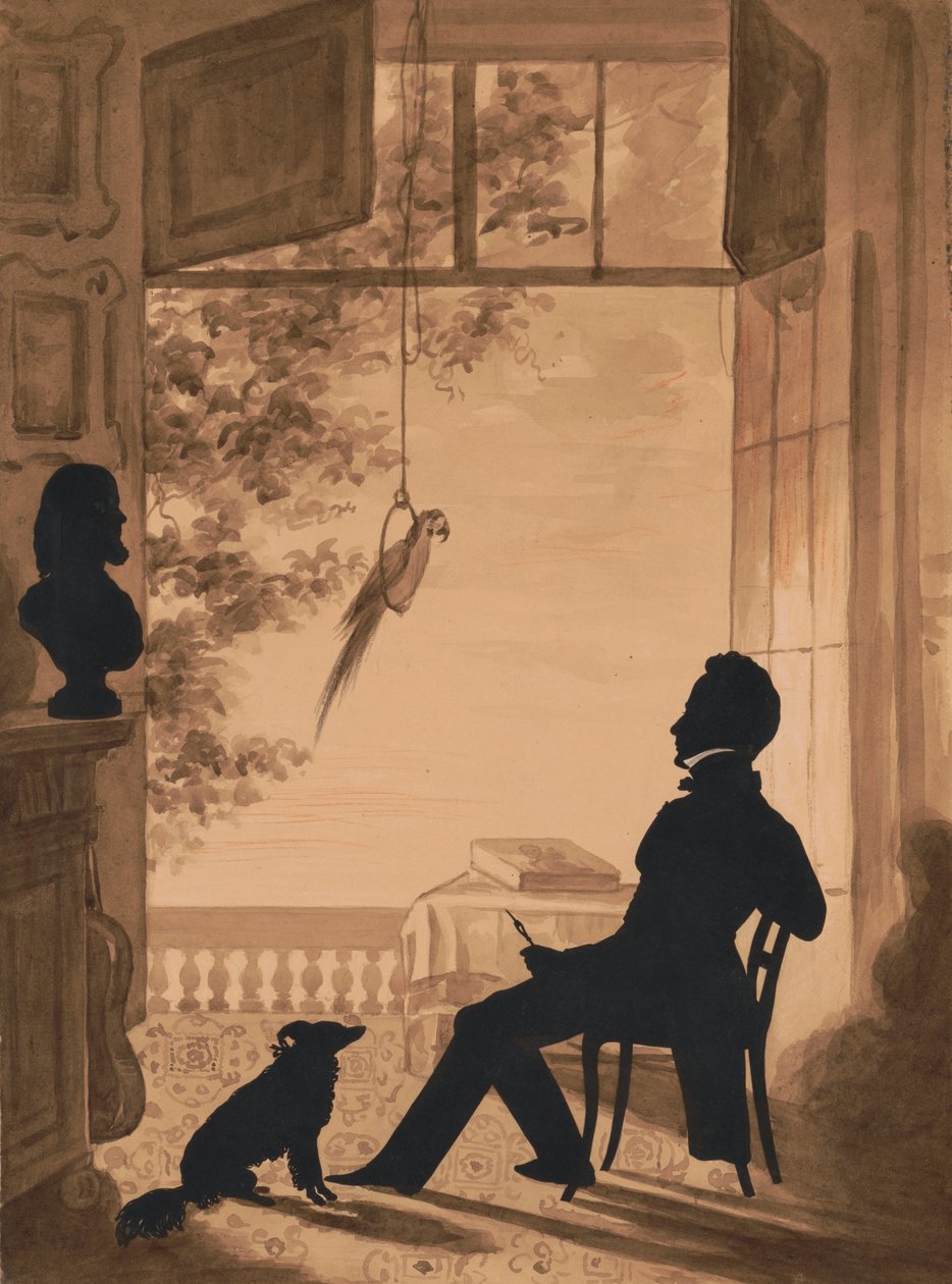 Profil sylwetki artysty Charlesa Fendericha, 1841 (wycinany papier na praniu sepii) autorstwa Augustin Amant Constant Fidele Edouart