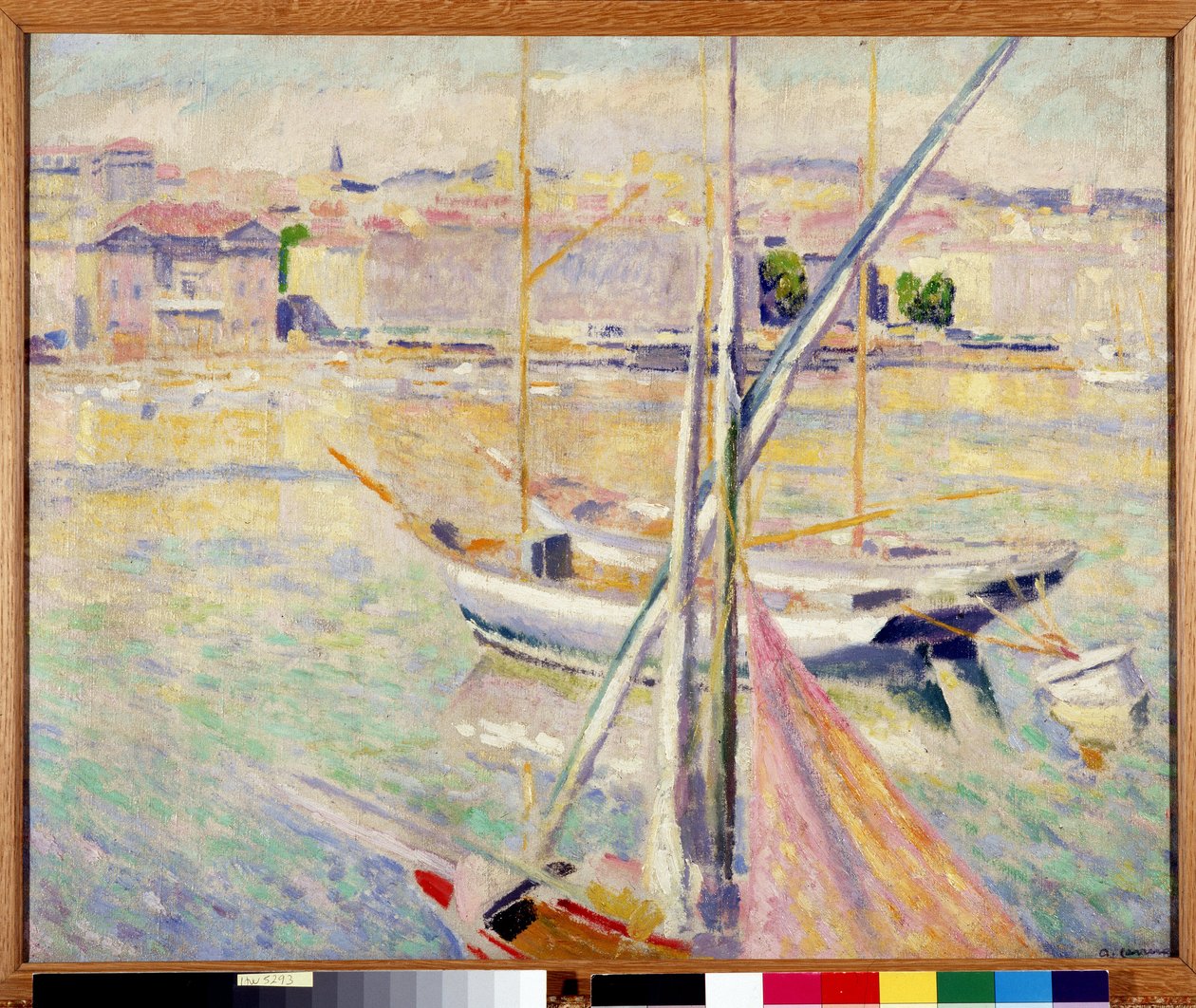Veleiros no Velho Porto de Marselha (óleo sobre tela) polonês autorstwa Augustin Carrera