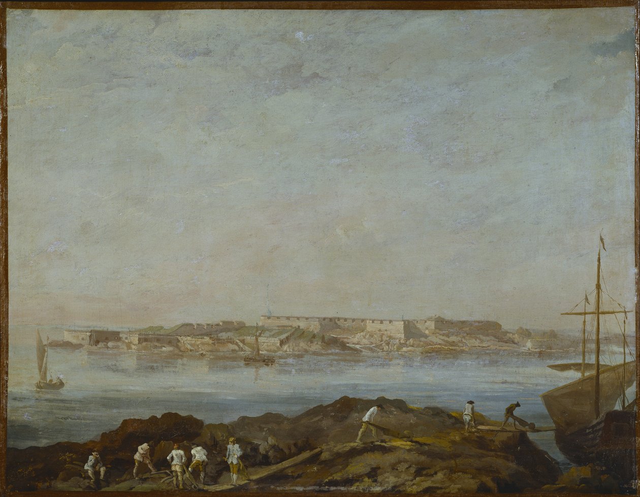 Vue de Sveaborg (ou Suomenlinna, Viapori) (Finlandia) - Widok Sveaborg, autorstwa Ehrensvarda, Augustyna (1710-1772). Olej na płótnie. Wymiar: 54x69,5 cm. Muzeum Narodowe w Sztokholmie autorstwa Augustin Ehrensvard