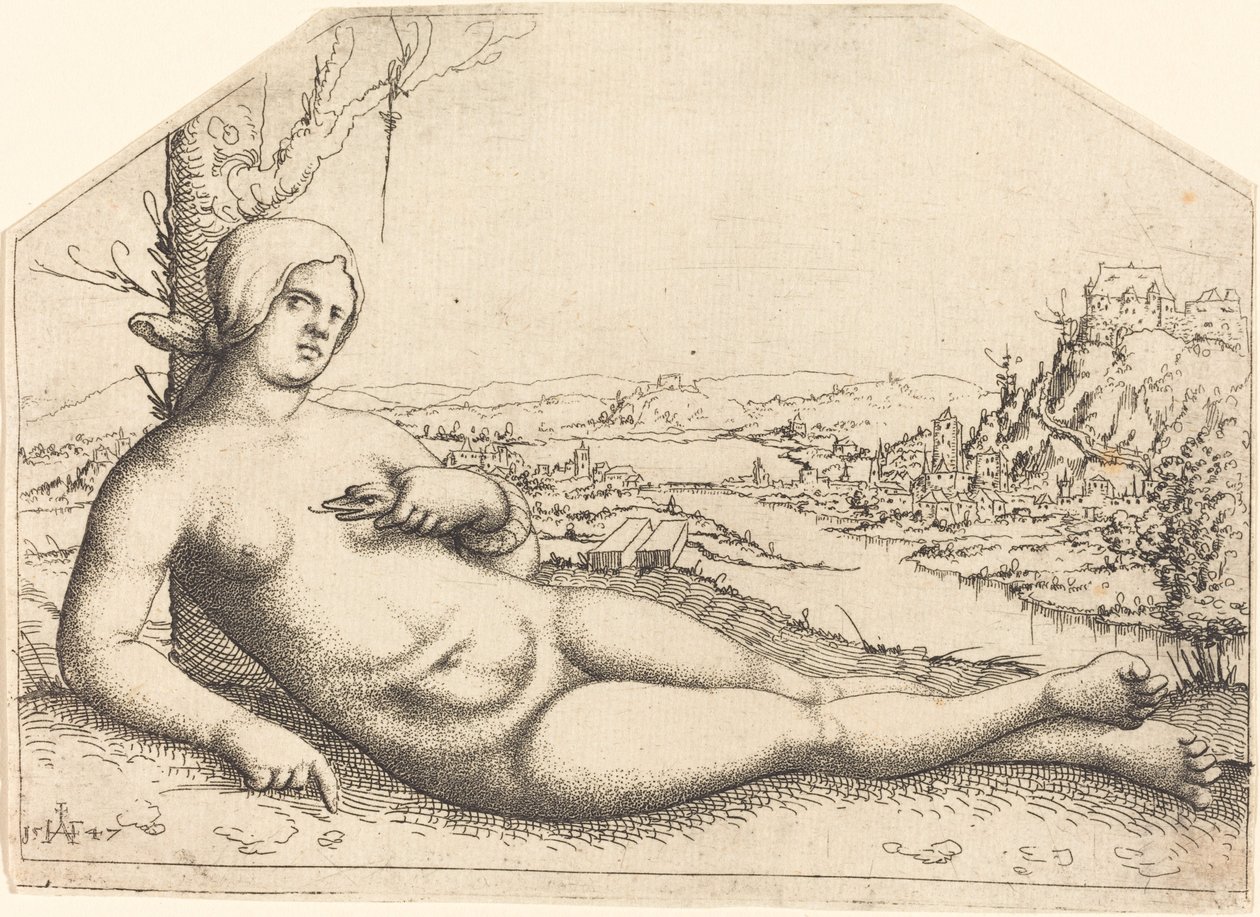 Śmierć Kleopatry, 1547. autorstwa Augustin Hirschvogel