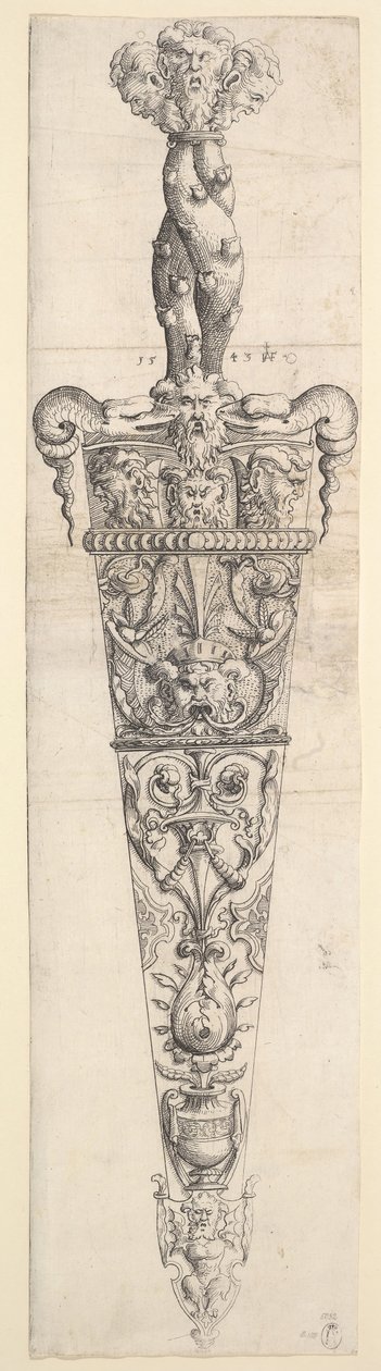 Projekt sztyletu i pochwy, 1543. autorstwa Augustin Hirschvogel