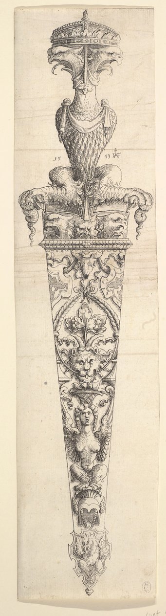 Projekt sztyletu i pochwy, 1543. autorstwa Augustin Hirschvogel