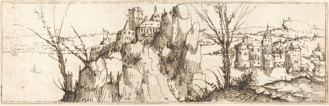Krajobraz z jeziorem. autorstwa Augustin Hirschvogel