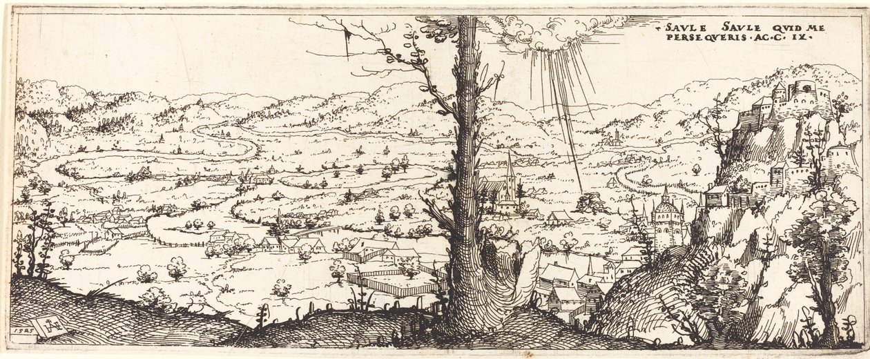 Krajobraz z nawróceniem św. Pawła, 1545. autorstwa Augustin Hirschvogel