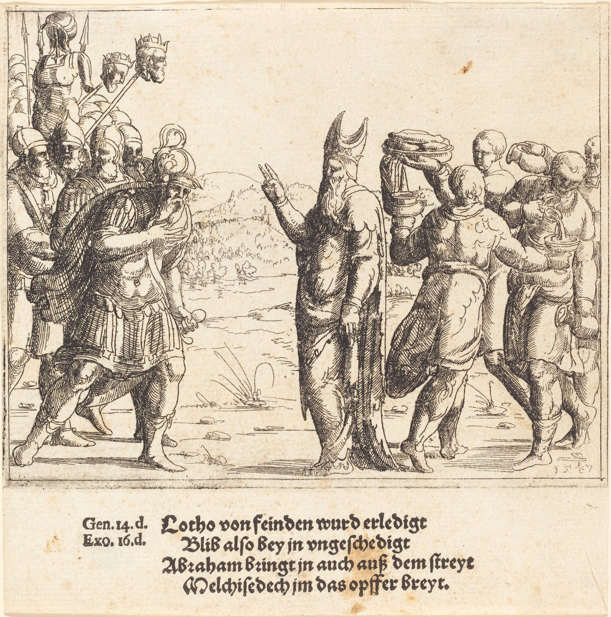 Melchizedek z chlebem i winem autorstwa Augustin Hirschvogel