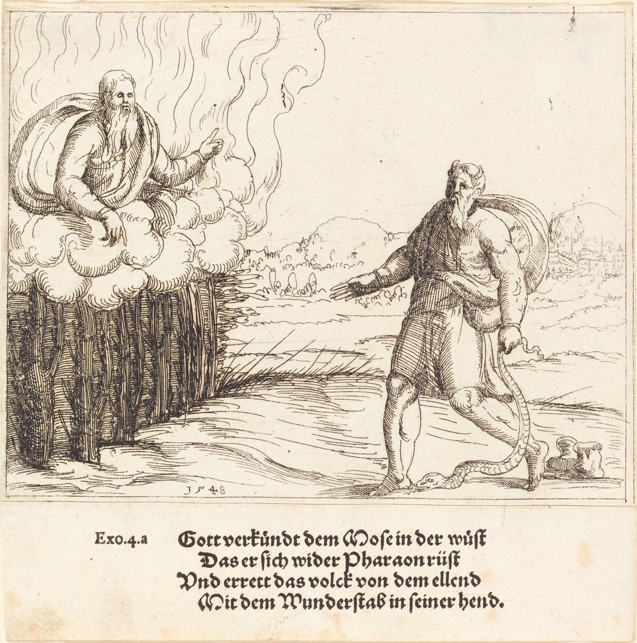 Mojżesz i wąż, 1548. autorstwa Augustin Hirschvogel