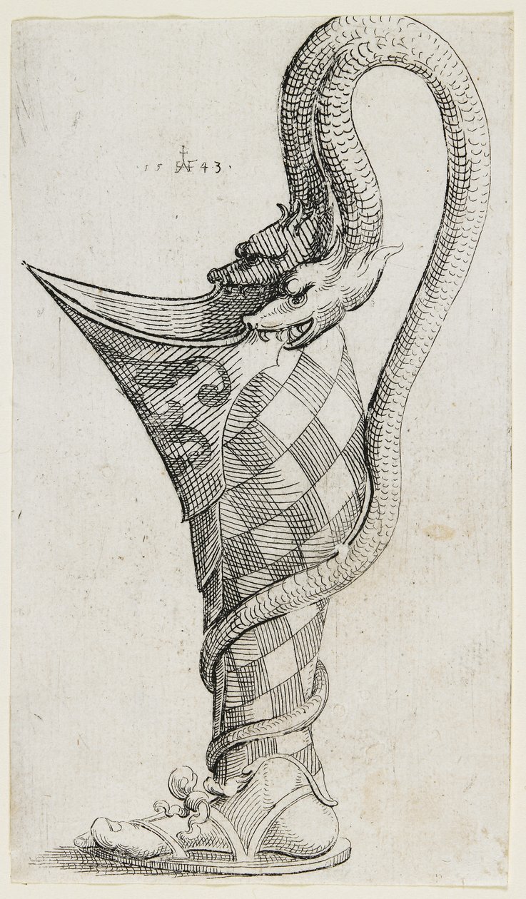 Ozdobny statek w kształcie nogi, 1543 autorstwa Augustin Hirschvogel