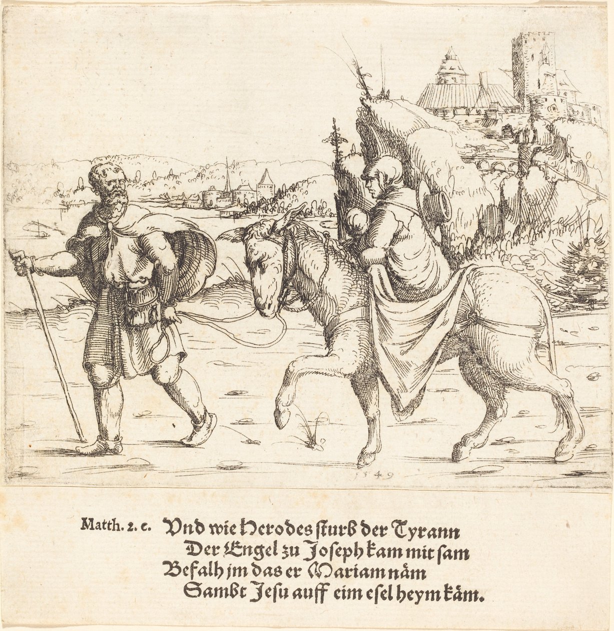 Święta Rodzina powraca z Egiptu, 1549. autorstwa Augustin Hirschvogel