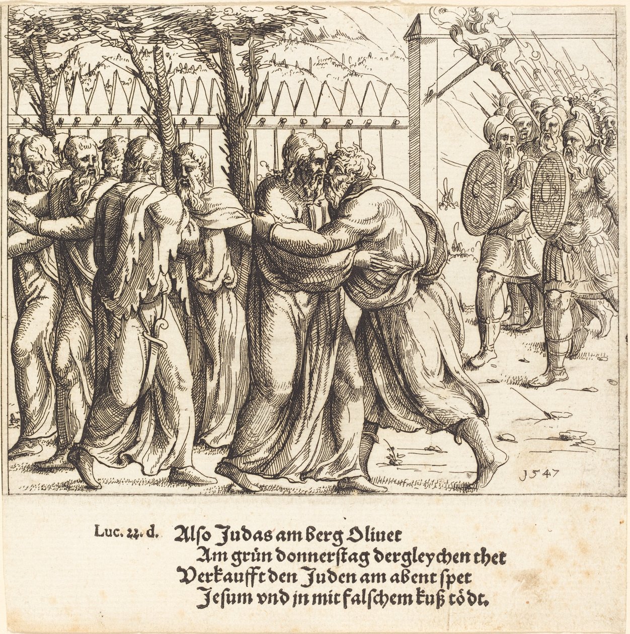 Pocałunek Judasza. autorstwa Augustin Hirschvogel