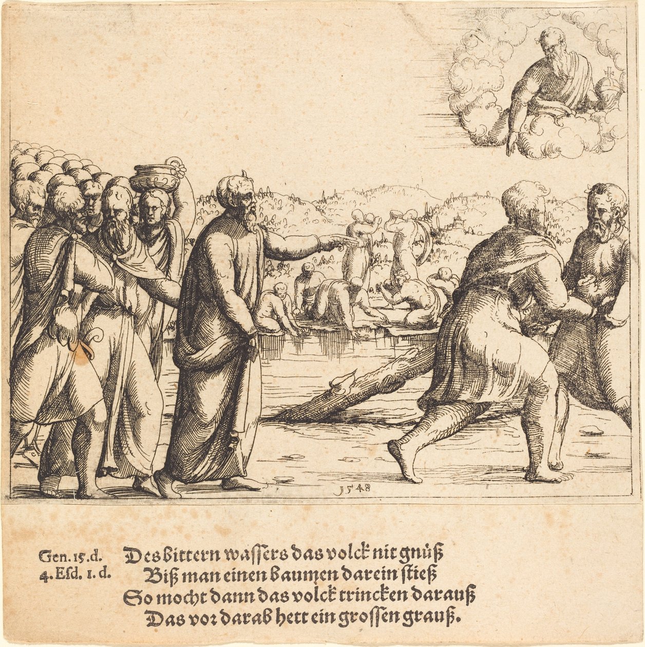 Pan osładza wody Marah, 1548. autorstwa Augustin Hirschvogel