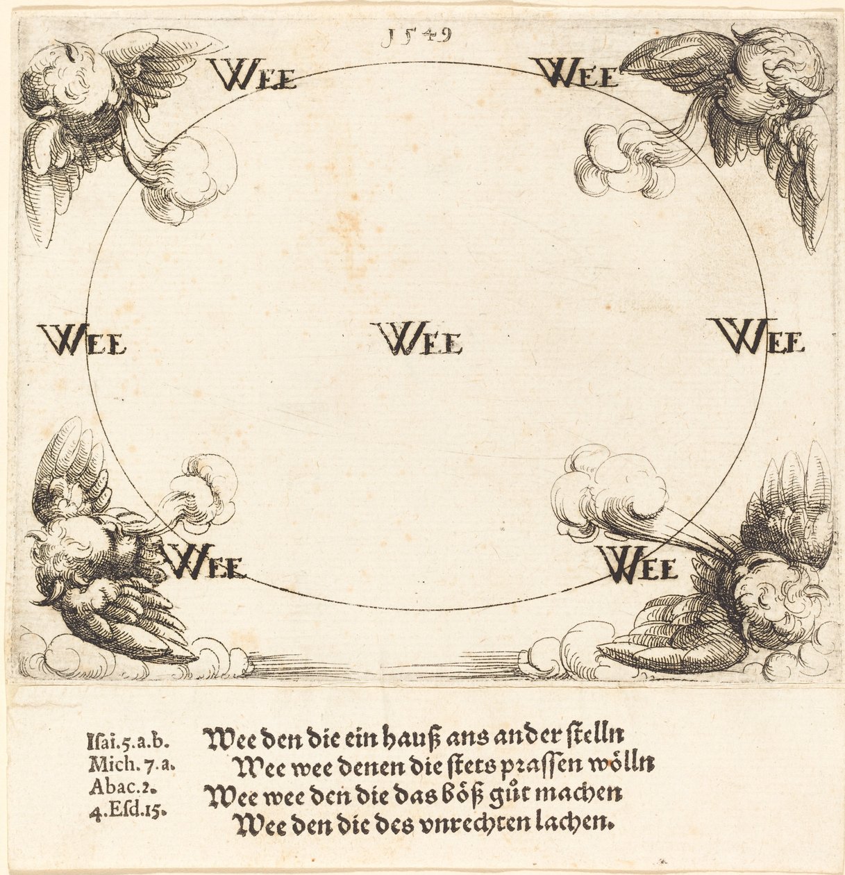 Biada jest ogłoszona u skrybów i faryzeuszy, 1549. autorstwa Augustin Hirschvogel