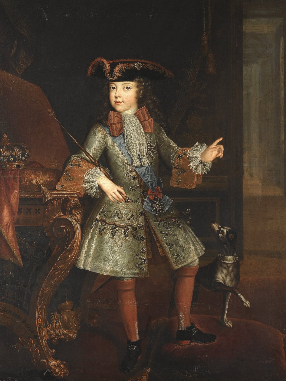 Portret króla Ludwika XV (1710-1774) jako dziecko - Augustin-Oudart Justinat (?-1743). olej na płótnie autorstwa Augustin Oudart Justinat