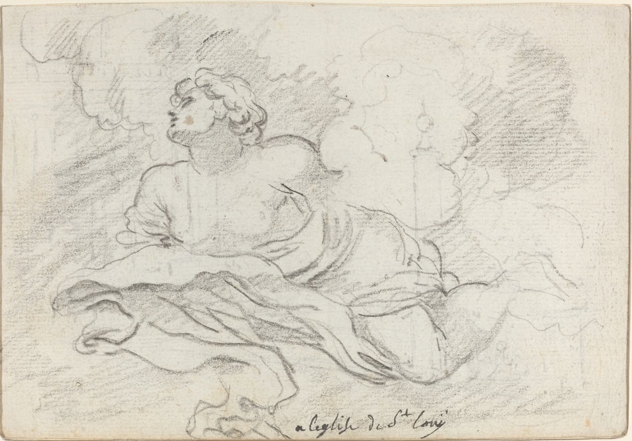 Anioł z Wniebowzięcia [recto] autorstwa Augustin Pajou after Charles Mellin