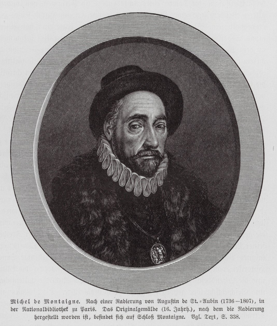Michel de Montaigne, francuski filozof (rycina) autorstwa Augustin de (after) Saint-Aubin