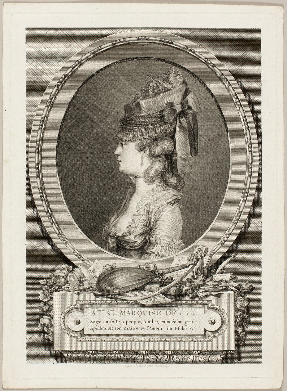 Adrienne-Sophie, markiza *** autorstwa Augustin de Saint-Aubin