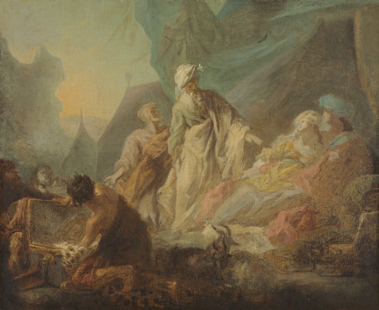 Laban szuka skradzionych bogów autorstwa Augustin de Saint-Aubin
