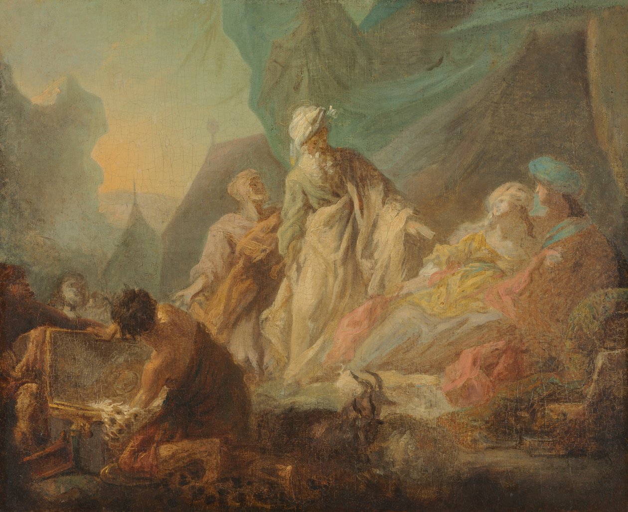 Laban poszukujący skradzionych bogów autorstwa Augustin de Saint Aubin