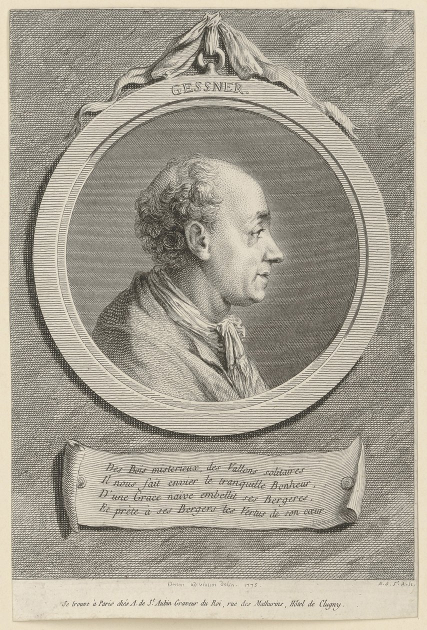 Portret Salomona Gessnera autorstwa Augustin de Saint-Aubin