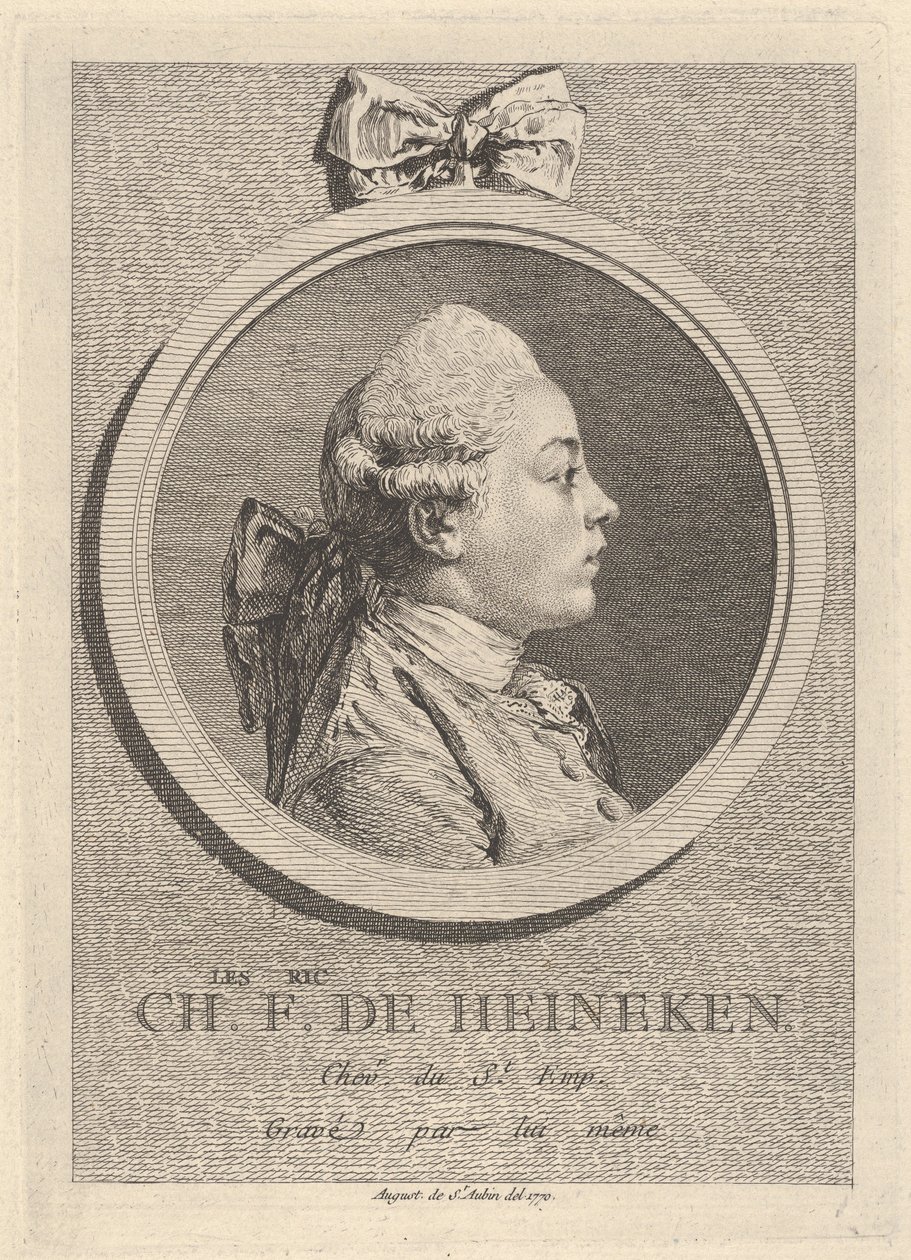 Portret Charlesa-Frédérica de Heineckena autorstwa Augustin de Saint-Aubin