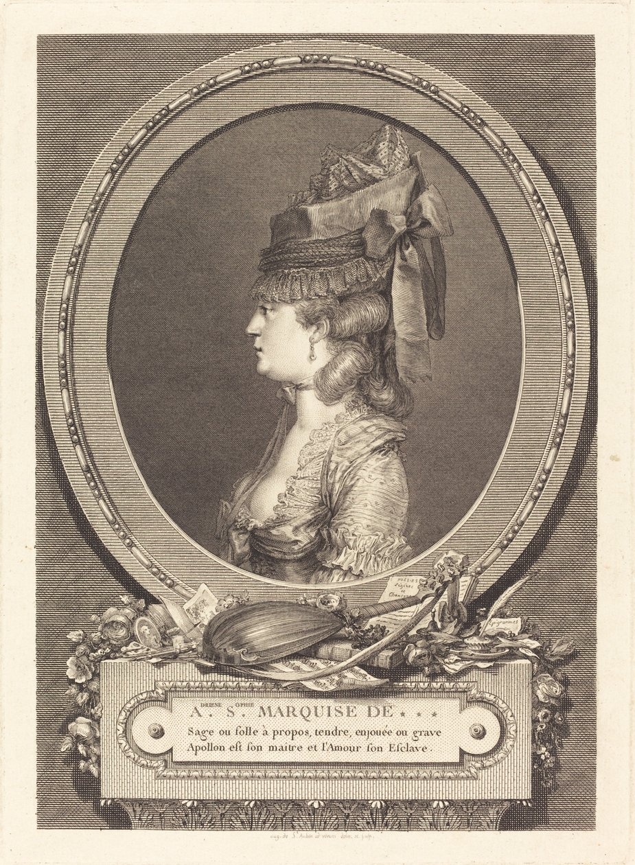 Adrienne Sophie Marquise z *** autorstwa Augustin de Saint Aubin