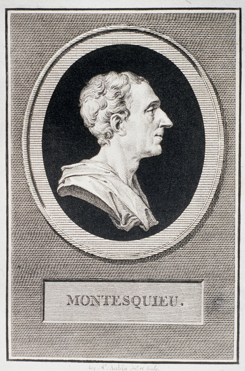 Charles Louis de Secondat, Baron de Montesquieu (1689-1755) (grafika) autorstwa Augustin de Saint Aubin