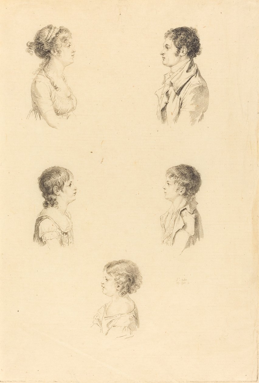 Pięć popiersi autorstwa Augustin de Saint Aubin