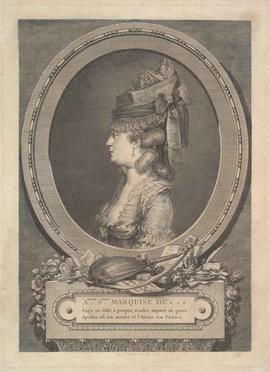 Portret markizy Adrienne-Sophie de ***, 1779. autorstwa Augustin de Saint Aubin