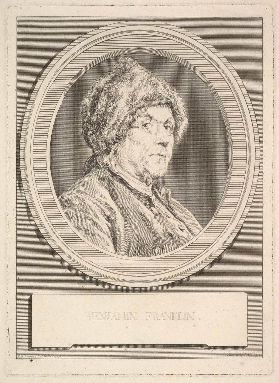 Portret Benjamina Franklina, 1777. autorstwa Augustin de Saint Aubin