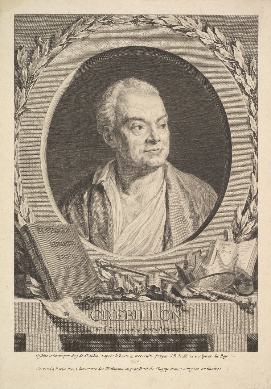 Portret Crébillon, 1770. autorstwa Augustin de Saint Aubin