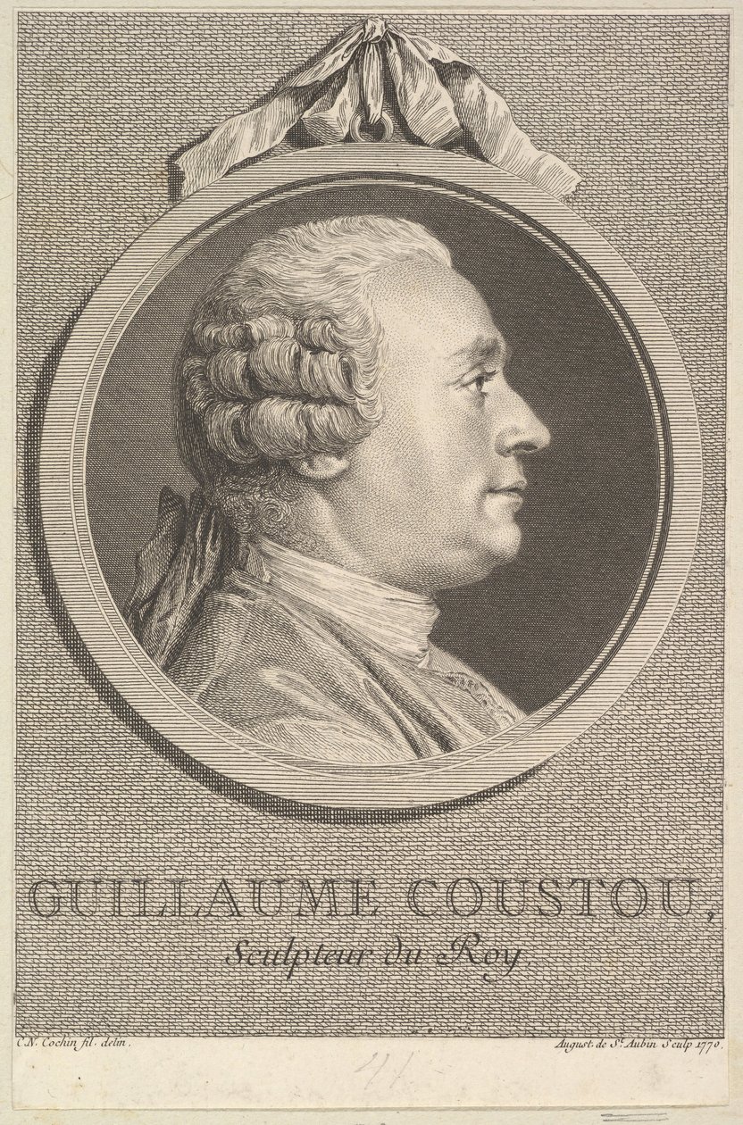 Portret Guillaume Coustou, 1770. autorstwa Augustin de Saint Aubin