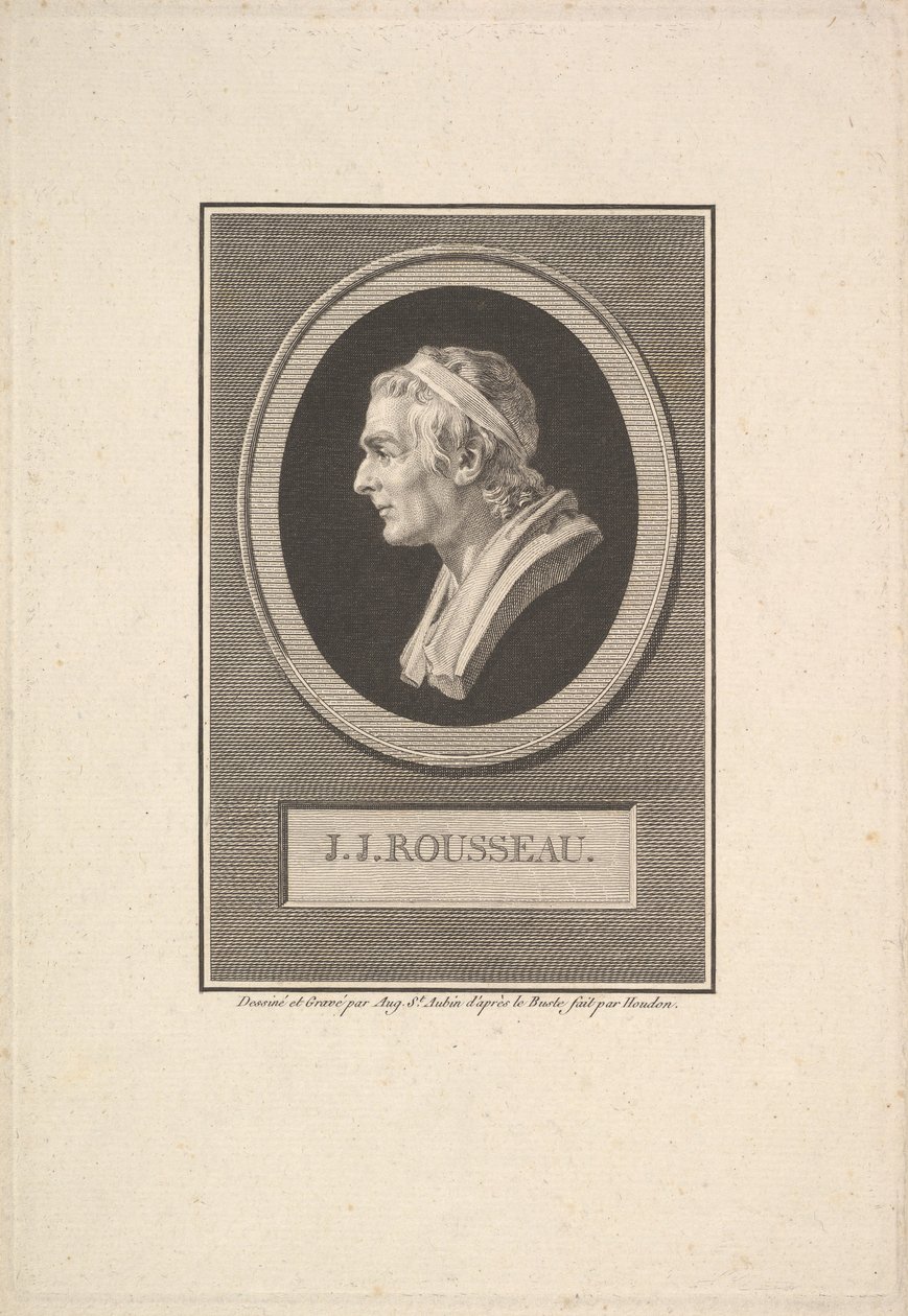 Portret J.J. Rousseau, 1801 r. autorstwa Augustin de Saint Aubin